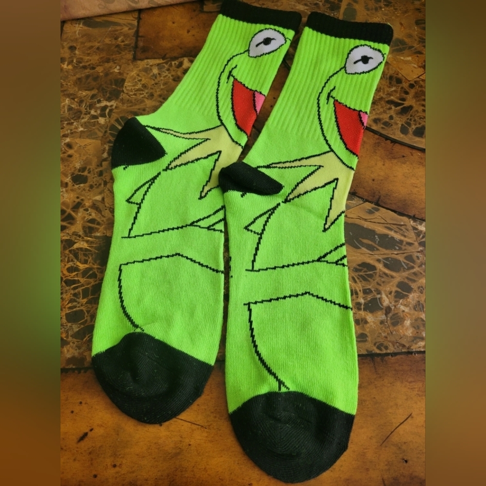 Disney Kermit Green and Black Socks - Picture 2 of 3